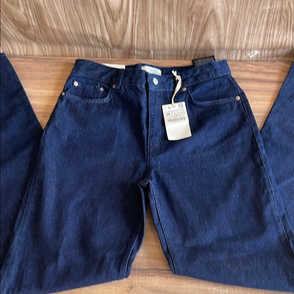 NWT Zara Women Jeans Premium Denim Collection Size 6 Blue The Heritage Straight